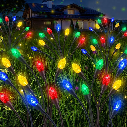 4 Pcs St Patricks Day Outdoor Decorations Solar Lights Waterproof Green 48 LED Swaying Pathway Firefly Stake Lights for Outside Yard Garden Lawn Decorations(Multicolor,Pine Cone)