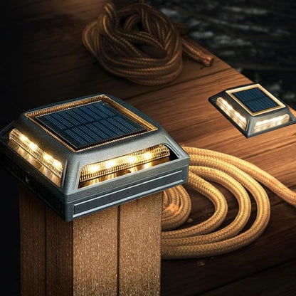 Classy Caps Muskoka Universal Solar Light, SLD505B, Warm and Cool Light Modes, Fits 3.5x3.5 & 4x4 Posts, Black Aluminum, Solar-Powered, Auto On, Durable Design, Ideal for Posts, Paths, Gardens