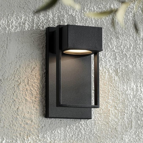 Possini Euro Design Pavel Modern Sconce Outdoor Wall Light Fixture LED Textured Black Metal 9 1/2" Crystal | Lumora