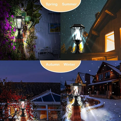 Kendal Solar Post Lights Outdoor, Waterproof Fence Solar Powered Pillar LED Light, Solar Deck Post Lights Decorations Porch Railing Patio with Clear Glass Hexagonal Base (Black)