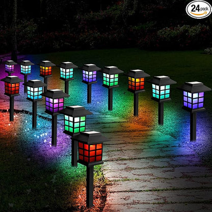 Treela 24 Pack Solar Pathway Lights Outdoor Waterproof LED Solar Powered Landscape Lights Decor for Yard Garden Patio Lawn Driveway Walkway Sidewalk Pathway Outdoor