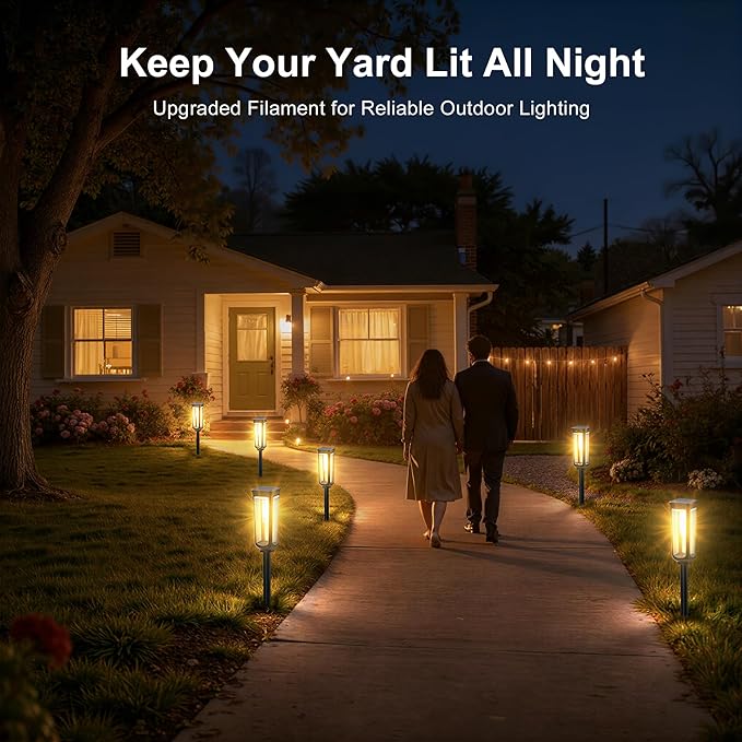 Solar Pathway Lights Outdoor,2 Pack Warm Garden Lights Solar Powered Waterproof IP65,Auto On/Off Outdoor Light for | Lumora