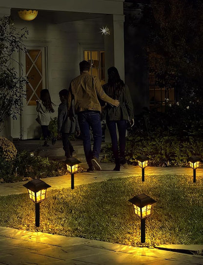 Solar Pathway Lights Outdoor, 8 Pack Waterproof Solar Powered Garden Light, 3000K Warm White LED, Path Landscape Lighting, Auto On/Off, Outside Decor Lights for Garden, Yard, Walkway, Driveway, Lawn