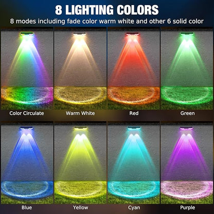 Solar Fence Lights, 8-Pack Solar Deck Lights Outdoor IP65 Waterproof, Fence Light Solar Powered for Fence, Deck, Porch, Backyard, Pathway, Garden - 8 Colors, RGB
