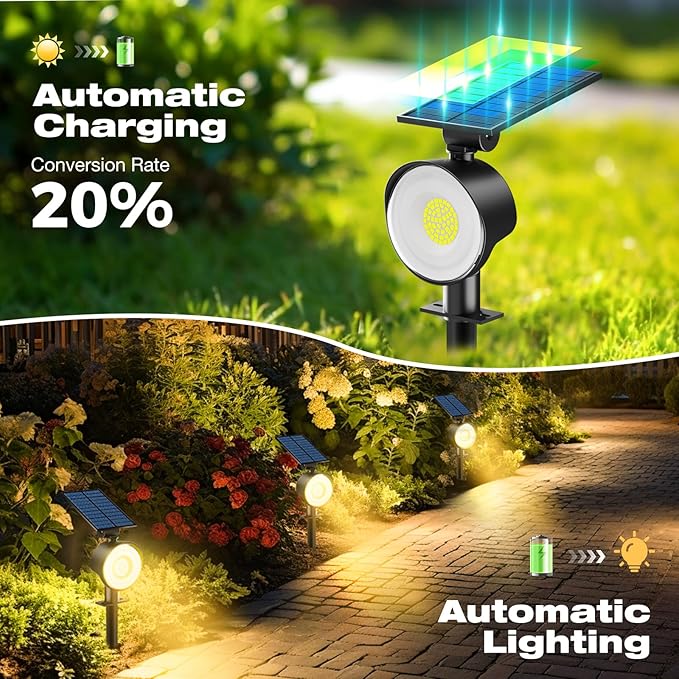 nipify 8 Pack Solar Spot Lights Outdoor Waterproof with 3 Modes, Solar Spotlight Light for Outside Yard Landscape | Lumora