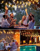 100FT Outdoor Patio Black String Lights with 52 Shatterproof ST38 LED Clear Globe Bulbs for Indoor/Outdoor, 2-Pack | Lumora