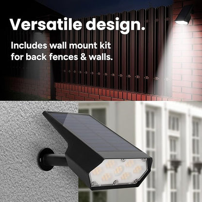 TECHKO Outdoor Solar Spotlight with Wall-Mount & Ground-Stake, Dusk-to-Dawn Outdoor Waterproof IP65, Multiple Lighting Modes, Solar Powered Garden Yard Spot Lights for Outside Landscape (2-Pack)
