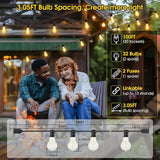 100FT LED Outdoor String Lights, Waterproof Patio Lights with 32 Shatterproof Dimmable 2700K A39 Bulbs Hanging | Lumora