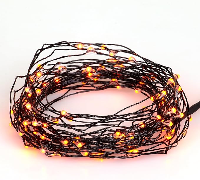 Orange Fairy Holiday String Lights, 33 ft / 10 m - 300 LED Orange Twinkle Firefly Lights for Indoor or Outdoor | Lumora