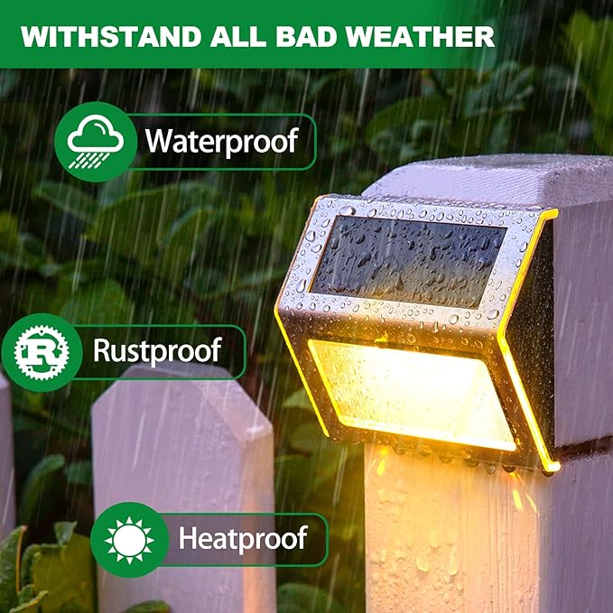 JSOT 12 Pack Solar Lights Outdoor Waterproof for Stairs - Solar Deck Lights Stainless Steel Step Fence Patio Post | Lumora