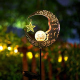 Solar Lights Outdoor Decor Moon Lantern for Patio,Lawn or Pathway Moon Decorations Crackle Glass Globe Stake Metal | Lumora