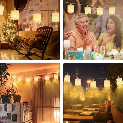 Vigdur 10FT Lantern String Lights - Hollow-Out Style Indoor String Lights Connectable Waterproof Indoor Outdoor Patio Lights for Garden Party Bedroom Christmas Decor