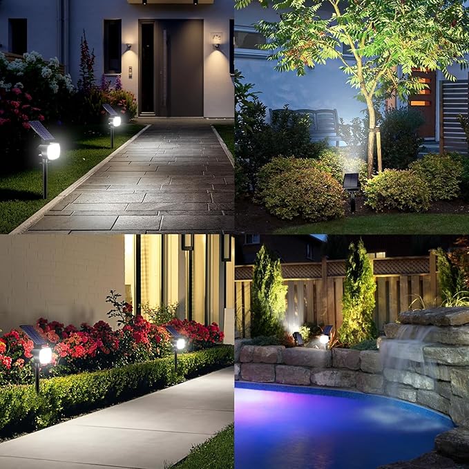 hyrion Solar Spotlight Outdoor Waterproof Ip65 23 LED 3 Lighting Mode 2-in-1 Solar Powred Yard Spot Lights for Garden Tree Law Pathway 6 Pack Cool White