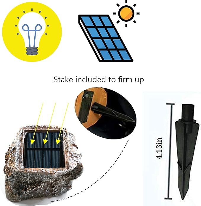 Solar Rock Light Led 4 Pack Waterproof Garden Stone Lights Outdoor Landscaping Spotlights, Yard Patio Pathway Driveway …