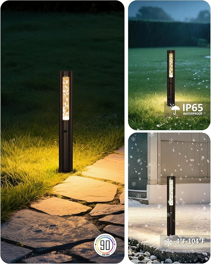 Low Voltage Path Lights, 12V 3W Wired LED Low Voltage Bollard Lights for Outdoor Garden Yard Pathway Walkway Christmas Decoration, 2200K/2700K/3000K/4000K/5000K, Aluminum, Bronze, 1PK