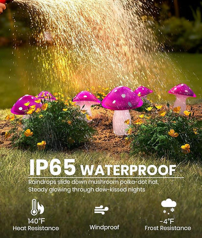 Solar Mushroom Lights Outdoor 9 Pack, Garden Outdoor Decor, 8 Lighting Modes, IP65 Waterproof, Crystal-Clear Fairy Decoration for Pathway/Yard/Flower Bed/Patio/Landscape/Backyard/Dwarf, String 30 FT