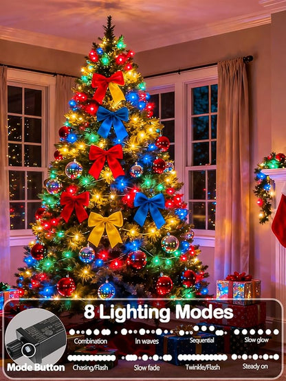 Upgraded 99FT 300 LED Multicolor Christmas String Lights Outdoor & Indoor, Memory Function & Timer & 8 Modes, Twinkle Lights Green Wire Waterproof for Xmas Tree Holiday Party Garden Decor (Multicolor)