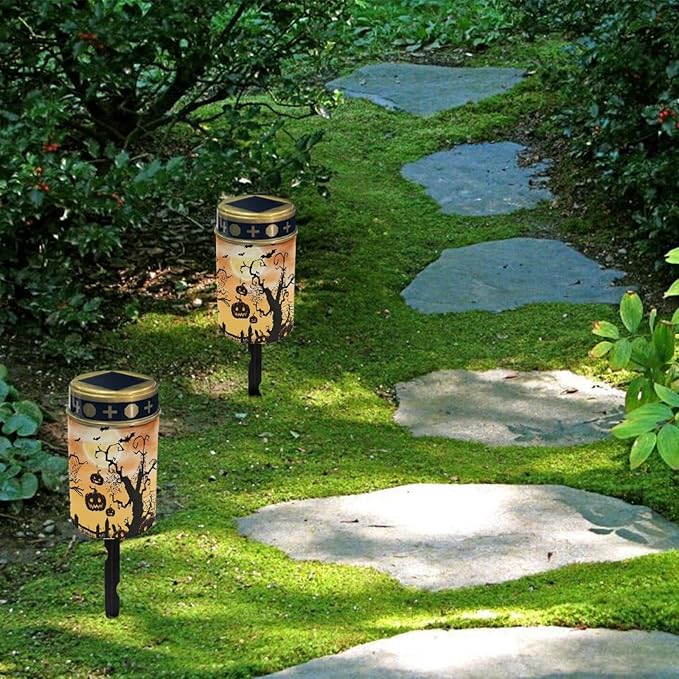 Halloween Pumpkin Solar Garden Lights Waterproof Solar Pathway Lights Outdoor Solar Lantern Halloween Decor Stake | Lumora