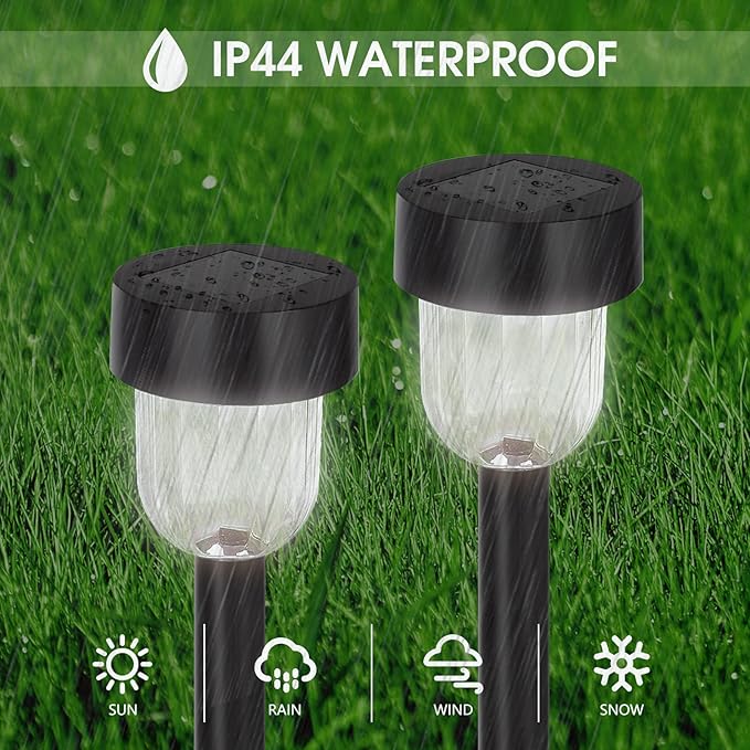 YUWELL Solar Outdoor Light (6-Pack), Solar Pathway Lights, Waterproof Solar Garden Light, Outdoor Light for Landscape, Garden, Channel, Sidewalk and Driveway, Warm White LED