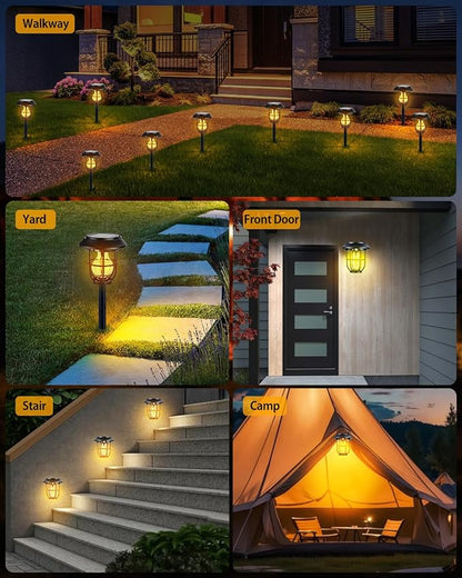 Solar Pathway Lights Outdoor Motion Sensor 2 Pack, 3 Lighting Mode, 3-in-1 In-ground/Wall Mount/Hanging, Auto On/Off Waterproof Warm Solar Lantern for Yard Lawn Patio Garden Landscape Walkway Driveway
