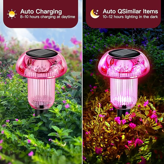 Solar Pathway Lights Outdoor 12 Packs, LED Driveway Light Solar Powered, Garden Decor, Mushroom SolarLights Outdoor Waterproof for Outside Yard, Sidewalk, Lawn, Patio, Landscape, Easter, Christmas