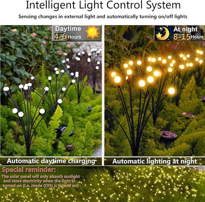 Solar-Powered Firefly Lamp, Solar Powered Courtyard Lights, Outdoor Waterproof, Swaying in The Wind, Garden Lawn Terrace Channel Decorative Lights, Decorative Gardening Gifts (2 Pack(16LED))