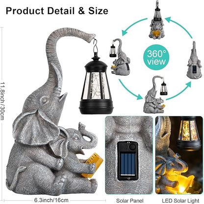 Solar Elephant Statue LED Lights Garden Decoration, Outdoor Statue Lights Patio Art Lawn Porch Deck Balcony Decoration - Birthday, Options for Mom, Lady Lover