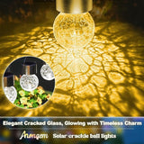 Solar Hanging Lanterns Outdoor: 12 Pack Cracked Glass Ball Lights with Hook - Waterproof Warm White Fairy Globe | Lumora