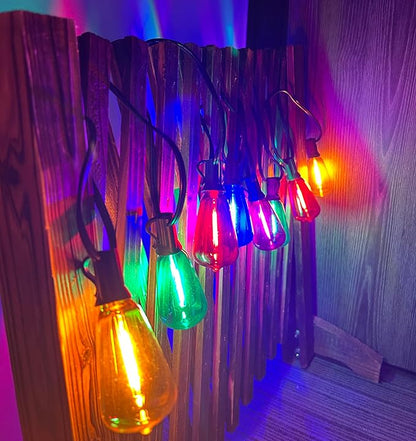 50Ft Outdoor Multicolor String Lights, LED Dimmable Christmas Multicolor Lights Outdoor Waterproof with 25 ST38 Colored LED Bulbs, 2700k Shatterproof for Backyard Gazebo Porch Garden Outside Decor