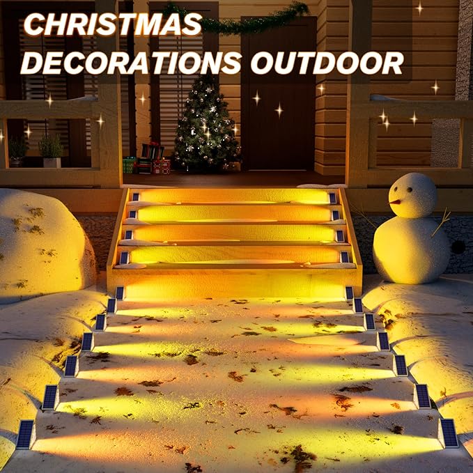 VOLISUN Solar Stair Lights 6 Pack, 7 Fixed Colors, Solar Step Lights Outdoor Waterproof IP67, LED Outdoor Step | Lumora