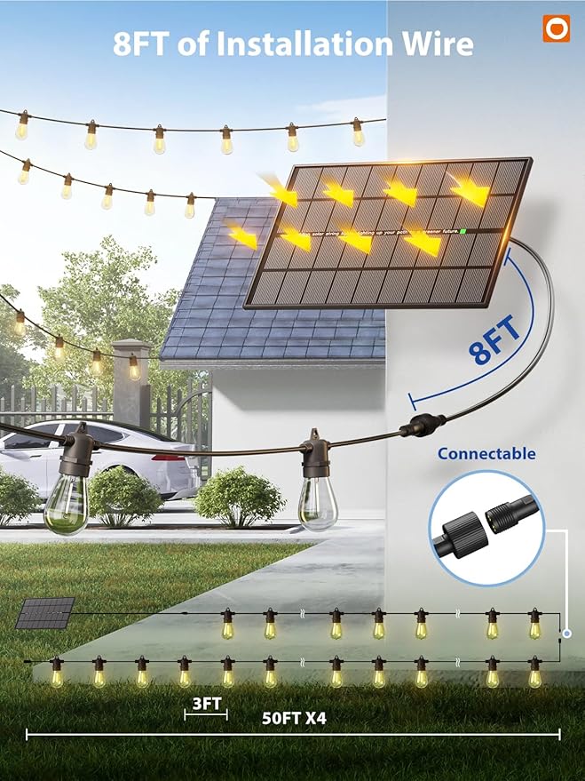 addlon 200FT(192+8) Solar String Lights Outdoor Waterproof 6W Panel with USB Port & Remote Control Solar Powered | Lumora