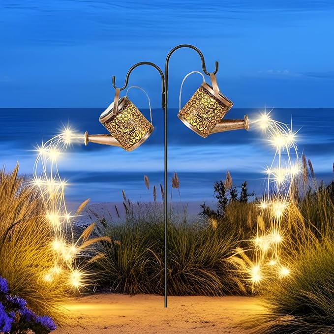 Solar Watering Can Lights Outdoor Garden Decor, Waterproof Landscape Light One Pole Two Lights Outside Decorations for Lawn Backyard Patio Chrismas Gardening Gifts
