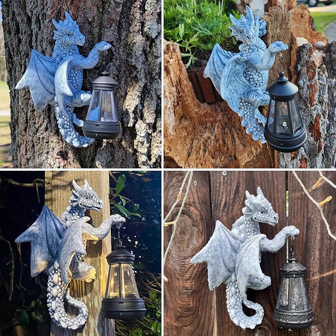 Dragon Tree Hugger Garden Decor - 9.3 Inch Garden Statues Lawn Ornaments for Outside Balcony Yard Art | Lumora