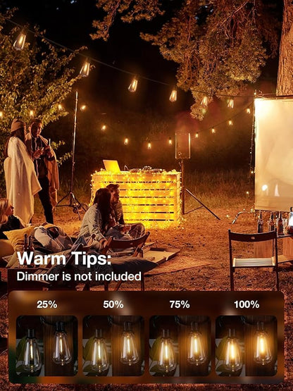 addlon 100FT (4x25FT) Outdoor String Lights, Waterproof Patio Lights ETL Listed with 48+4 Shatterproof Dimmable ST38 LED Bulbs, 2200K Connectable Outdoor Lighting for Christmas House Backyard Garden