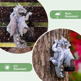 Dragon Tree Hugger Garden Decor - 9.3 Inch Garden Statues Lawn Ornaments for Outside Balcony Yard Art | Lumora