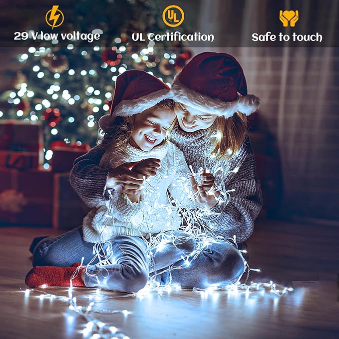 132ft Icicle Lights for Outside, 1280 LED White Christmas Lights Outdoor with 240 Twinkle Drops, 8 Modes Plug in | Lumora