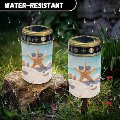 ZOUTAIRONG Funny Starfish Design Solar Light for Cemetery Grave Durable Solar Garden Lights Landscape Lighting Pathway Light Cemetery 2 Pack