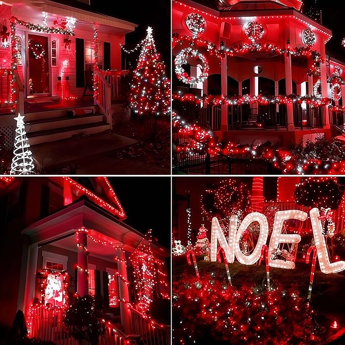 LED Valentines Day Lights (Red & White - Breathing, 33.3FT), Mini LED Christmas String Lights, Waterproof Fairy Lights for Outdoor Indoor Holiday Party Patios Wedding Halloween Xmas Decor