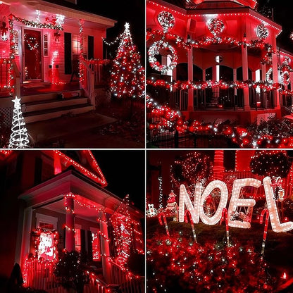 LED Valentines Day Lights (Red & White - Breathing, 33.3FT), Mini LED Christmas String Lights, Waterproof Fairy Lights for Outdoor Indoor Holiday Party Patios Wedding Halloween Xmas Decor