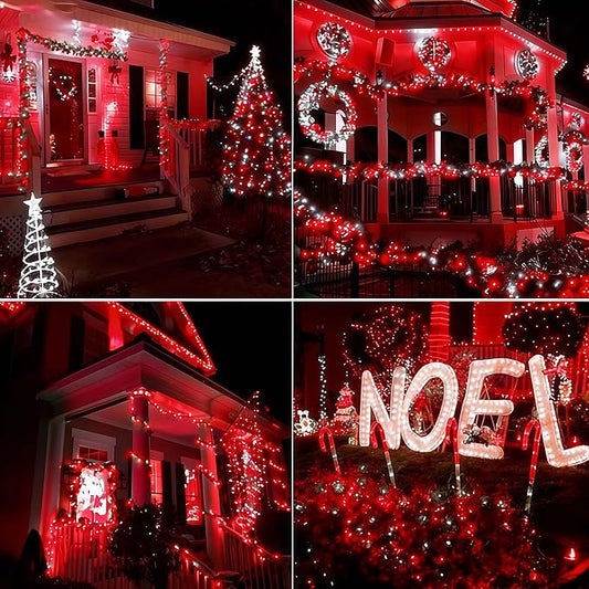 LED Valentines Day Lights (Red & White - Breathing, 33.3FT), Mini LED Christmas String Lights, Waterproof Fairy Lights for Outdoor Indoor Holiday Party Patios Wedding Halloween Xmas Decor