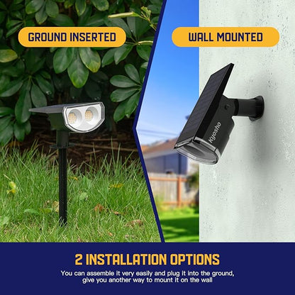 Kyosho Solar Outdoor Lights Waterproof IP67, 38 LEDs Solar Spot Lights Outdoor, 2-in-1 Landscape Spotlight with 3 Modes for Lawn, Pathway, Yard, Pool, 4 Pack