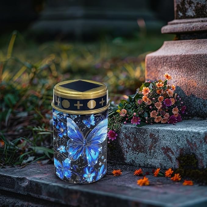 Butterfly Solar Light for Grave Automatic Solar Garden Lights Night Light Landscape Path Lights Solar Lights for Outdoor Garden Guardian Light Blue