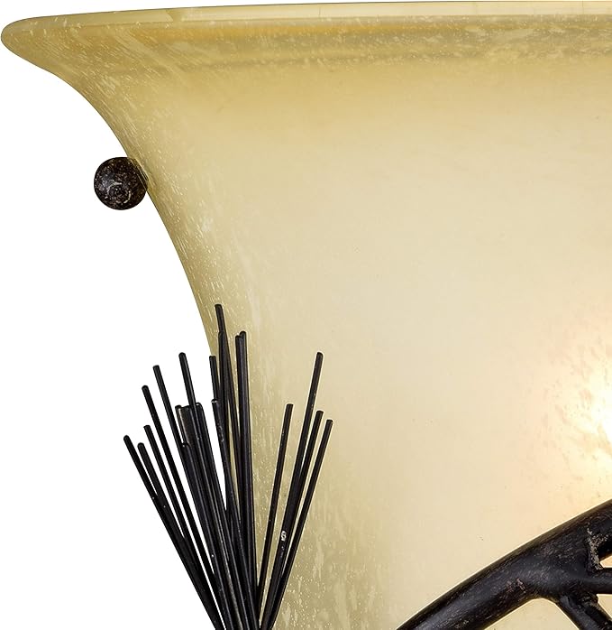 VAXCEL 2-Pack Sierra 1 Light Bronze Rustic Pinecone Half Moon Wall Sconce Cream Glass | Lumora