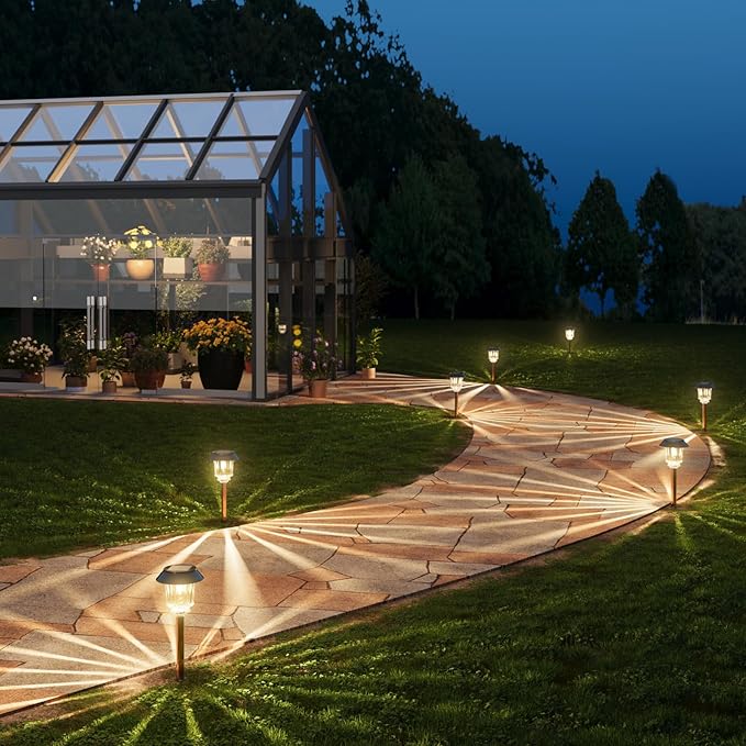 XMCOSY+ Solar Pathway Lights - 6 Pack Solar Garden Lights, Outdoor Light Waterproof, Powered Landscape Lighting for Lawn Walkway Driveway