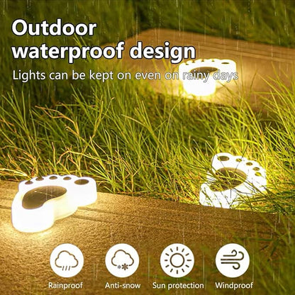 Solar Paw Print Lights, Cats and Dogs Animal Solar Lights, Outdoor Decorative Lights, Garden Lights Path Lights Walkway Lighting, Suitable for Terrace Yard Garden Path Lawn Yard 4 Pack (Style E)