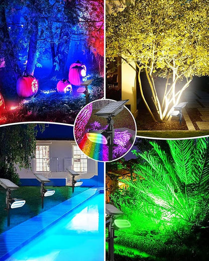 Solar Spotlights Outdoor Waterproof, Color Changing Landscape Spot Lights, Solar Powered Outdoor Lights for Garden Yard Pathway Tree Flag, Multicolor, 4 Pack