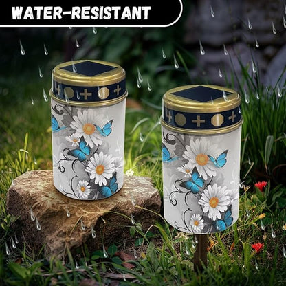 Daisy Butterfly Solar Garden Lights - Decorative, Waterproof, Cemetery Grave Garden Patio Yard Lawn Decoration