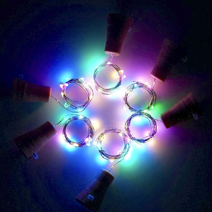 6 Pack Solar Powered Wine Bottle Lights, 20 LED Waterproof Copper Cork Solar Lights for Wedding Christmas, Outdoor, Holiday, Garden, Patio, Pathway Decor (Colorful)