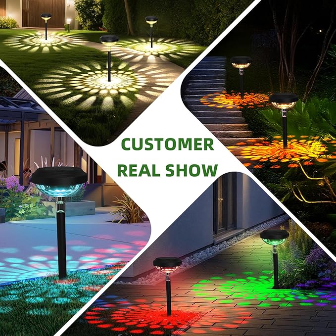 KVM Solar Lights Outdoor Waterproof, 6 Pack Bright Solar Pathway Lights, Multicolor & Warm White LED,Outdoor Solar | Lumora
