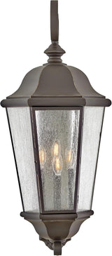 Hinkley Edgewater Outdoor Extra Large Wall Mount Lantern - Clear Seedy Glass, Aluminum - Oil Rubbed Bronze Finish | Lumora